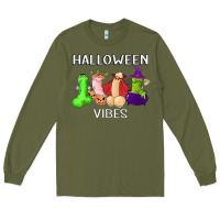 Army Green halloween vibes dick tie dye hippie retro lazy costume Long Sleeve Tee - ArtMosaic