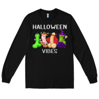 Black halloween vibes dick tie dye hippie retro lazy costume Long Sleeve Tee - ArtMosaic