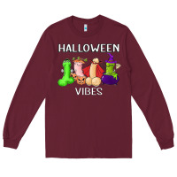Burgundy halloween vibes dick tie dye hippie retro lazy costume Long Sleeve Tee - ArtMosaic