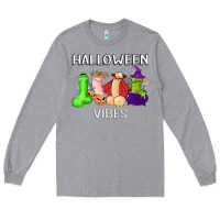 Heather Grey halloween vibes dick tie dye hippie retro lazy costume Long Sleeve Tee - ArtMosaic