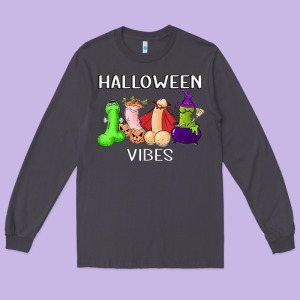 Halloween Vibes Dick Tie Dye Hippie Retro Lazy Costume Long Sleeve Tee Designed By Artmosaic