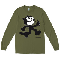Army Green felix the cat whistling Long Sleeve Tee - ArtMosaic