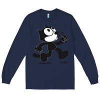 Navy felix the cat whistling Long Sleeve Tee - ArtMosaic