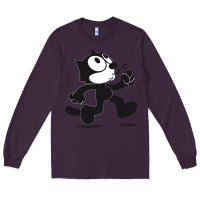 Plum felix the cat whistling Long Sleeve Tee - ArtMosaic