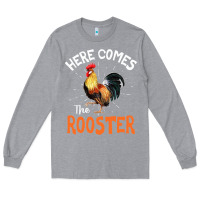 Heather Grey Here Comes The Rooster Shirt Chicken Lady Outfit 243 Long Sleeve Tee - ArtMosaic
