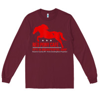 Burgundy Red Pony Cafe, Funny cute horse lover Long Sleeve Tee - ArtMosaic