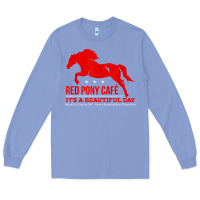 Colony Blue Red Pony Cafe, Funny cute horse lover Long Sleeve Tee - ArtMosaic
