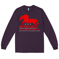 Plum Red Pony Cafe, Funny cute horse lover Long Sleeve Tee - ArtMosaic
