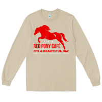 Mushroom Red Pony Cafe, Funny cute horse lover Long Sleeve Tee - ArtMosaic