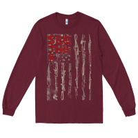 Burgundy Seether Bone Flag Long Sleeve Tee - ArtMosaic