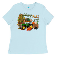 Baby Blue Happy Fall Y'all Ladies Tee - BundleAndBundleShop