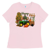 Bubblegum Pink Happy Fall Y'all Ladies Tee - BundleAndBundleShop