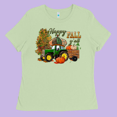 Happy Fall Y'all Ladies Tee Designed By Bundleandbundleshop