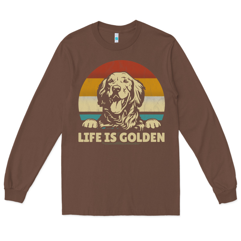 Golden Retriever Dog Life Is Golden Retro Vintage Long Sleeve Tee by ArtMosaic | Teevron