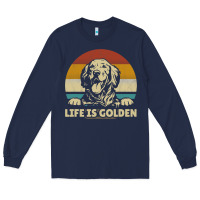 Navy Golden Retriever Dog Life is golden retro vintage Long Sleeve Tee - ArtMosaic