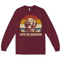 Burgundy Golden Retriever Dog Life is golden retro vintage Long Sleeve Tee - ArtMosaic