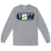 Heather Grey United Steelworkers - Unity and Strength for Worke Long Sleeve Tee - ArtMosaic