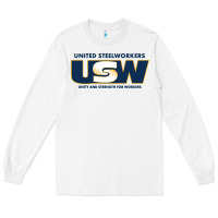 White United Steelworkers - Unity and Strength for Worke Long Sleeve Tee - ArtMosaic