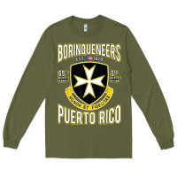 Army Green Borinqueneers Puerto Rico Flag Honor Et Fidelitas Long Sleeve Tee - ArtMosaic