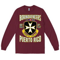 Burgundy Borinqueneers Puerto Rico Flag Honor Et Fidelitas Long Sleeve Tee - ArtMosaic