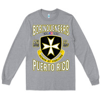 Heather Grey Borinqueneers Puerto Rico Flag Honor Et Fidelitas Long Sleeve Tee - ArtMosaic