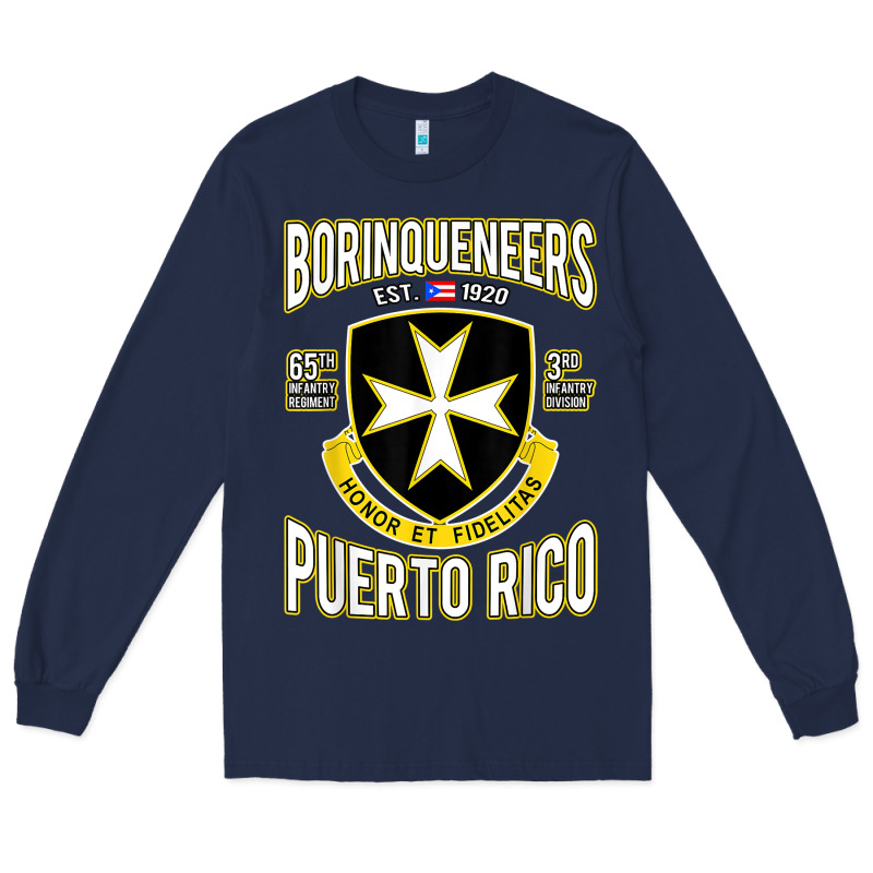 Borinqueneers Puerto Rico Flag Honor Et Fidelitas Long Sleeve Tee by ArtMosaic | Teevron