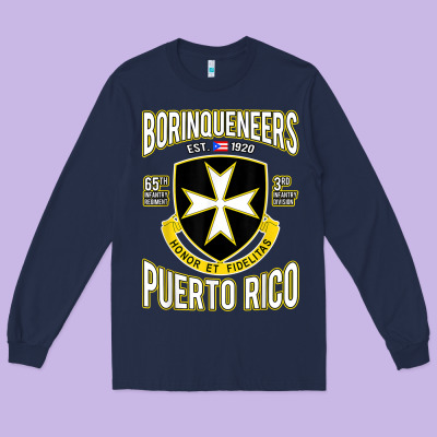 Borinqueneers Puerto Rico Flag Honor Et Fidelitas Long Sleeve Tee Designed By Artmosaic