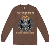 Chestnut jesus christian biker never ride alone Long Sleeve Tee - ArtMosaic