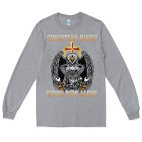 Heather Grey jesus christian biker never ride alone Long Sleeve Tee - ArtMosaic