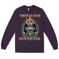Plum jesus christian biker never ride alone Long Sleeve Tee - ArtMosaic