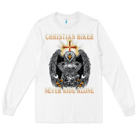 White jesus christian biker never ride alone Long Sleeve Tee - ArtMosaic