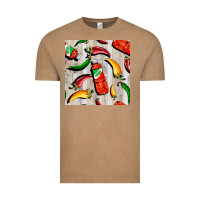 Vintage Coffee mexican chili and pepper seamless pattern Vintage Tee - BundleAndBundleShop
