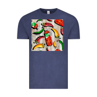 Vintage Denim mexican chili and pepper seamless pattern Vintage Tee - BundleAndBundleShop