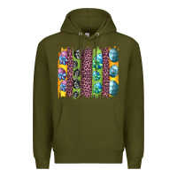 Army Green easter eggs and leopard brushstrokes Premium Hoodie - Artiststas