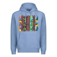 Colony Blue easter eggs and leopard brushstrokes Premium Hoodie - Artiststas