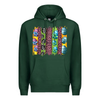 Sports Green easter eggs and leopard brushstrokes Premium Hoodie - Artiststas