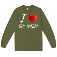 Army Green i love heart bid whist card game t shirt Long Sleeve Tee - ArtMosaic