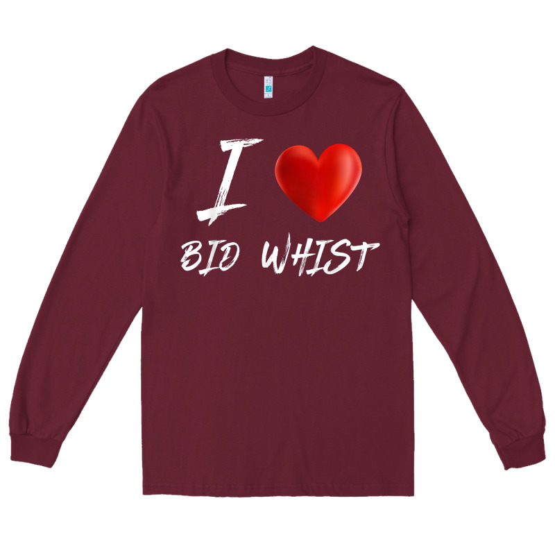 I Love Heart Bid Whist Card Game T Shirt Long Sleeve Tee by ArtMosaic | Teevron