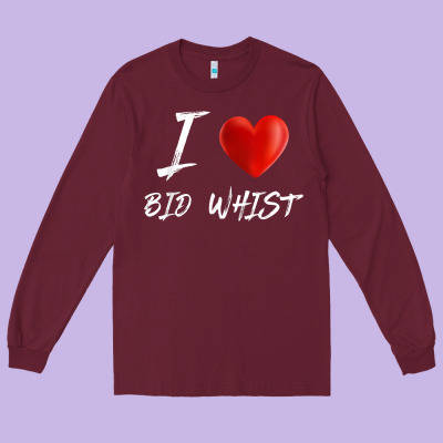 I Love Heart Bid Whist Card Game T Shirt Long Sleeve Tee Designed By Artmosaic