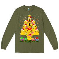Army Green duck rubber duck christmas tree duckie and quack christmas 123 Long Sleeve Tee - ArtMosaic