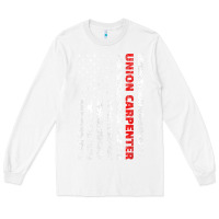 White Union Carpenter With A Vintage American Flag For Fans Long Sleeve Tee - ArtMosaic