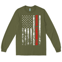 Army Green Union Carpenter With A Vintage American Flag For Fans Long Sleeve Tee - ArtMosaic