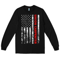 Black Union Carpenter With A Vintage American Flag For Fans Long Sleeve Tee - ArtMosaic