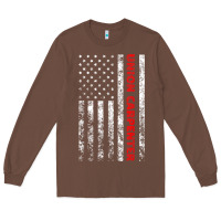 Chestnut Union Carpenter With A Vintage American Flag For Fans Long Sleeve Tee - ArtMosaic