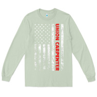 Matcha Union Carpenter With A Vintage American Flag For Fans Long Sleeve Tee - ArtMosaic