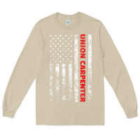 Mushroom Union Carpenter With A Vintage American Flag For Fans Long Sleeve Tee - ArtMosaic