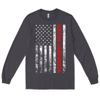 Smoke Union Carpenter With A Vintage American Flag For Fans Long Sleeve Tee - ArtMosaic
