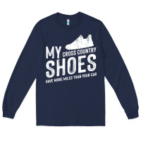 Navy cross country running   xc run runner pullover hoodie Long Sleeve Tee - ArtMosaic