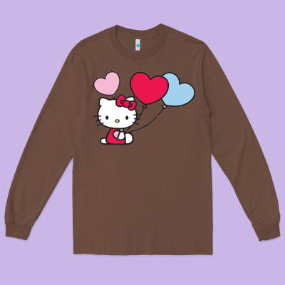 Kitty Long Sleeve Tee Designed By Artmosaic