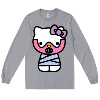 Heather Grey hell kitty cute devil Long Sleeve Tee - ArtMosaic